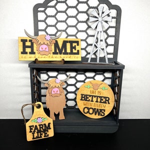 Highland Cow Tiered Tray Decor, Farm Decor for Home