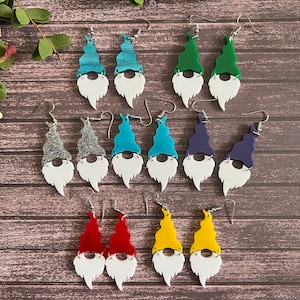 Colorful Acrylic Gnome Earrings, Whimsical Statement Jewelry, Charming Gift Ideas, Fairy Tale Style Earrings, Lightweight Handmade Earrings