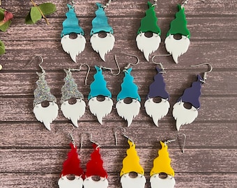 Colorful Acrylic Gnome Earrings, Whimsical Statement Jewelry, Charming Gift Ideas, Fairy Tale Style Earrings, Lightweight Handmade Earrings