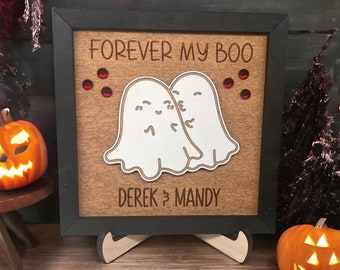 Halloween Couples Name Sign, Personalized Home Decor for Halloween, Ghost Sign for Couple, Forever My Boo Sign