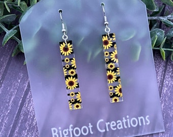 Sunflower Earrings, Sunflower Dangle Earrings, Earrings for Summer, Bold Floral Fashion Jewelry, Floral Earrings For Her, Gift for Sunflower