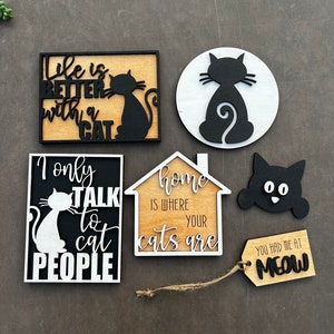 Cat Tiered Tray Home Decor – Cute and Cozy Cat Decorations, Perfect for Cat Lovers, Farmhouse Kitchen Decor, Rustic Cat-Themed Decor