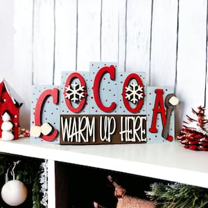 Hot Cocoa Christmas Decoration, Hot Cocoa Bar Decor, Hot Chocolate Station, Christmas Kitchen Decor, Rustic Farmhouse Winter Block Sign