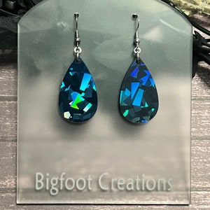 Dark Holographic Teardrop Earrings