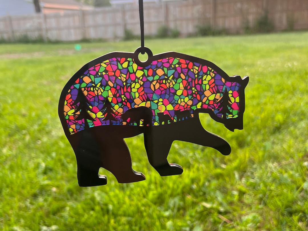 Bear Suncatcher, Mama Bear With Cubs Suncatcher, Bear Home Decor, Gift