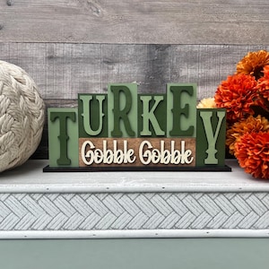 Turkey Block Sign, Fall Turkey Decor, Gobble Gobble Sign, Thanksgiving Home Decor