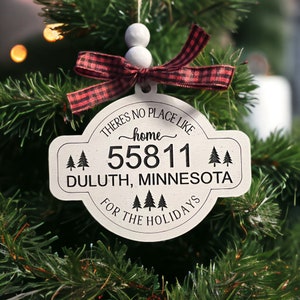 Zip Code Ornament, Personalized Town Ornament, No Place like Home Ornament