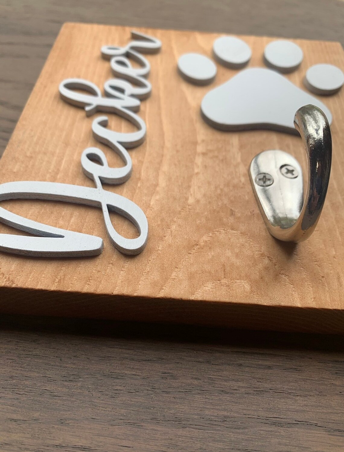 Dog Leash Sign With Hook Dog Paw Leash Holder Personalized Etsy