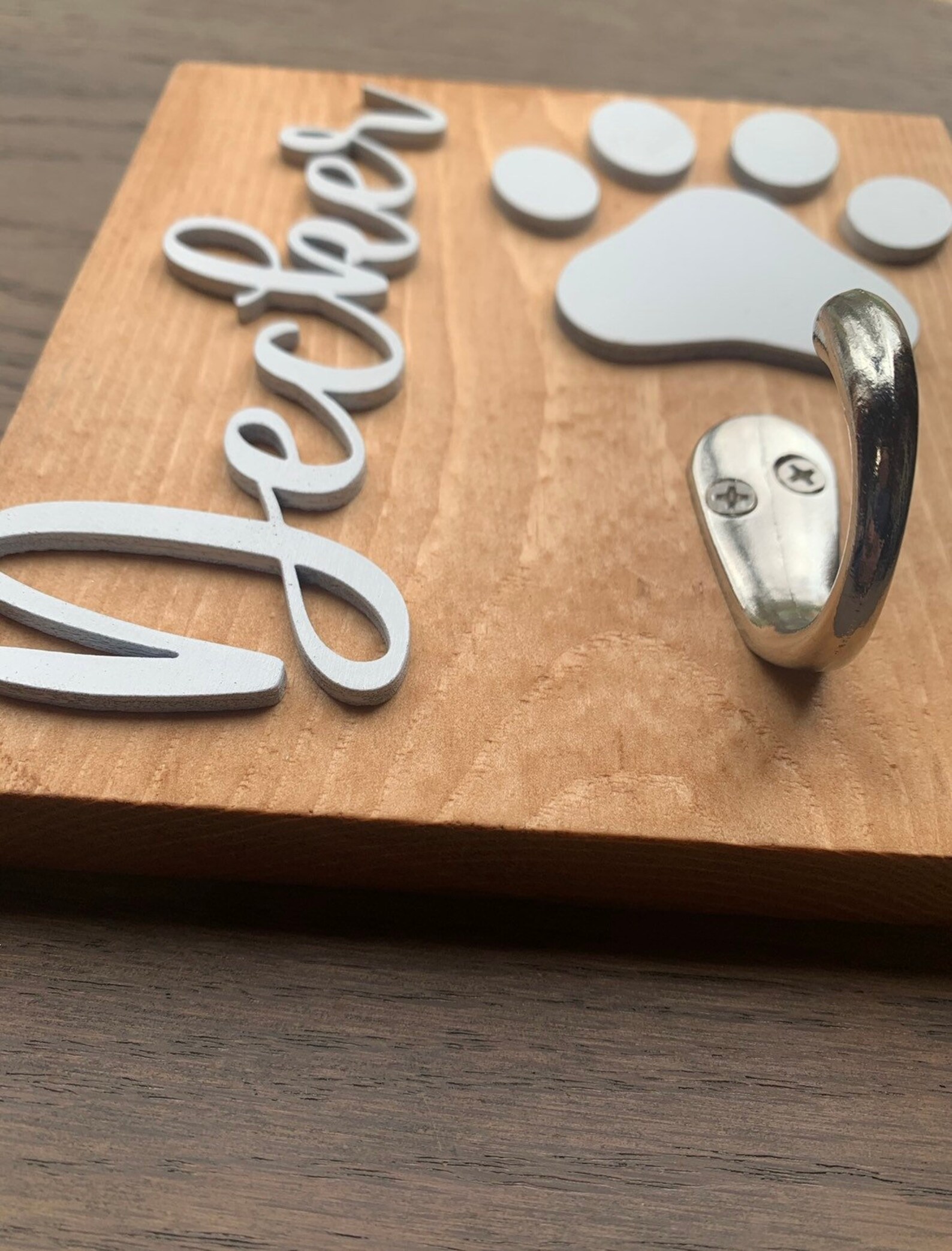 Dog Leash Sign With Hook Dog Paw Leash Holder Personalized - Etsy