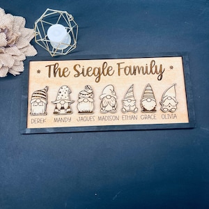 Gnome Family Sign, Custom Family Christmas Decor