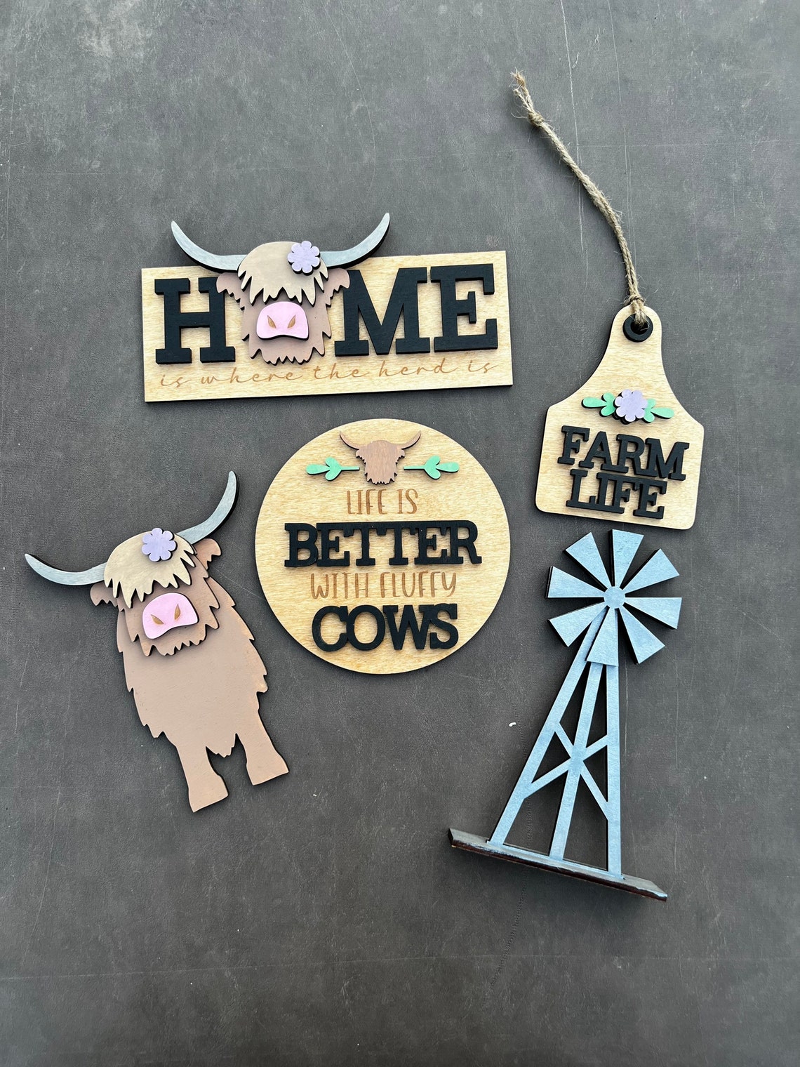 Highland Cow Tiered Tray Decor Farm Decor for Home - Etsy