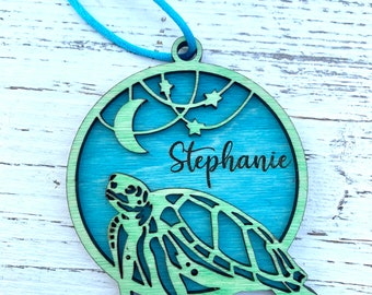 Turtle Ornament, Sea Turtle Ornament, Personalized Turtle Ornament