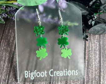 Shamrock Earrings, St Patrick’s Day Earrings, Green Earrings, Spring Earrings