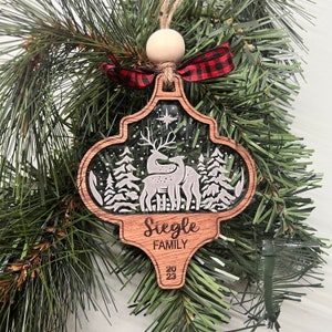 Personalized Family Deer Ornament, Reindeer Family Ornament