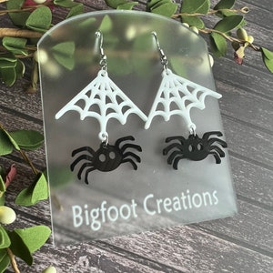 Spiderweb earrings, Halloween Spider Earrings, Black and White Earrings