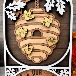 Family Name Beehive Sign, Personalized Bee Family Name Home Decor ...