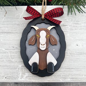 Goat Christmas Tree Ornament, Cute Goat Ornament, Rustic Farm Animal Goat Ornament, Gift for Goat Lover, Farm Animal Holiday Keepsake, Gift