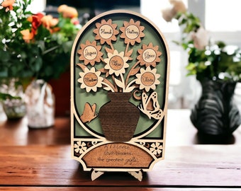 Mothers Day Sign, Gift for Mom, Gift for Grandma, Personalized Gift, Flowers for Mom