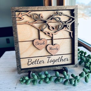 Family Tree Decor, Valentines Day Sign, Personalized Valentines Day Gift, Mother&#39;s Day, Hanging Heart Name Sign