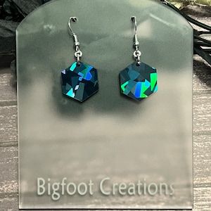 Holographic Earrings, Hexagon Acrylic Earrings, Fun Earrings