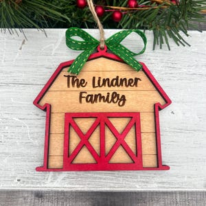 Personalized Family Barn Ornament, Custom Farm Ornament, Gift for Farm Family, Rustic Christmas Farmhouse Decor, Farmhouse Christmas Gift,