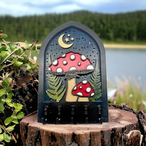 Mushroom Keyholder, Keychain holder for  Wall, Cottage Core Decor, Boho Decor, Key Hook for Wall, Mushroom Decor for Home, Gift