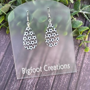 Soccer Earrings, Sports Fan Jewelry, Soccer Gift Idea for Her, Soccer Mom Gift, Soccer Lover Gift, Soccer Themed Earrings, Acrylic Soccer