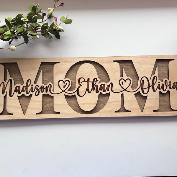 Mom Sign With Kids Names, Personalized Gift for Mom, Mothers Day Gift Idea, Custom Gift for Mom