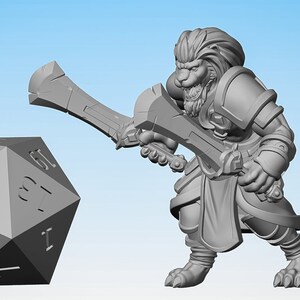 LEONKIN TABAXI "Fighter Barbarian" | Dungeons and Dragons | DnD | Pathfinder | Tabletop | RPG | Hero Size | 28 mm