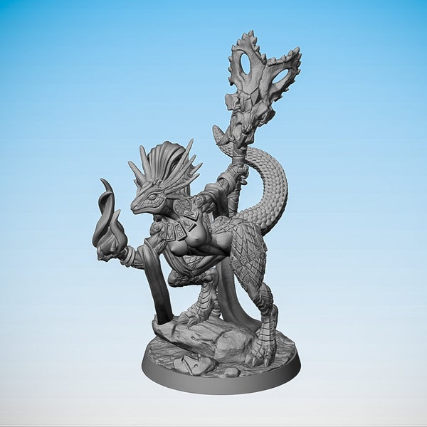 SEXY LIZARDFOLK Prêtresse « Coaxoch » | Donjons et Dragons | MDN | Explorateur | Dessus de table | RPG | Taille du héros | 28mm