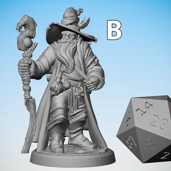 WIZARD SORCERER Mage (6 Versions) | Dungeons and Dragons | DnD | Pathfinder | Tabletop | RPG | Hero Size | 28 mm