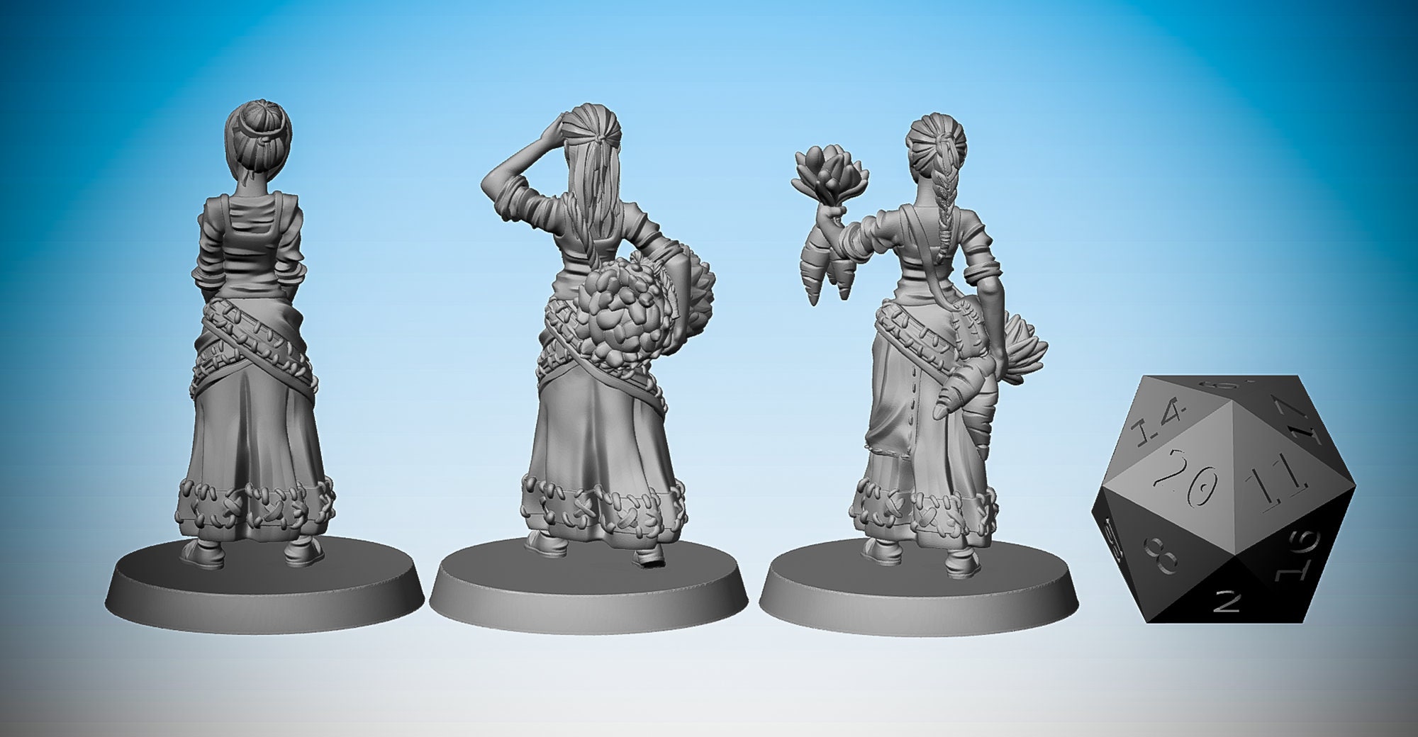 PEASANT Female COMMONER 3 Versions Townsfolk Npc Dungeons Etsy
