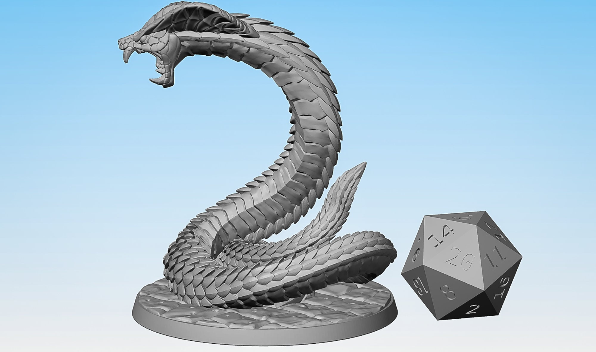 Giant Snake Serpent | Premium 3D Printed Tabletop Miniatures 28mm to 100mm  | dnd 20835