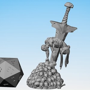 SKULL PILE with Sword | Props | Dungeons and Dragons | DnD | Pathfinder | Tabletop | RPG | Hero Size | 28 mm