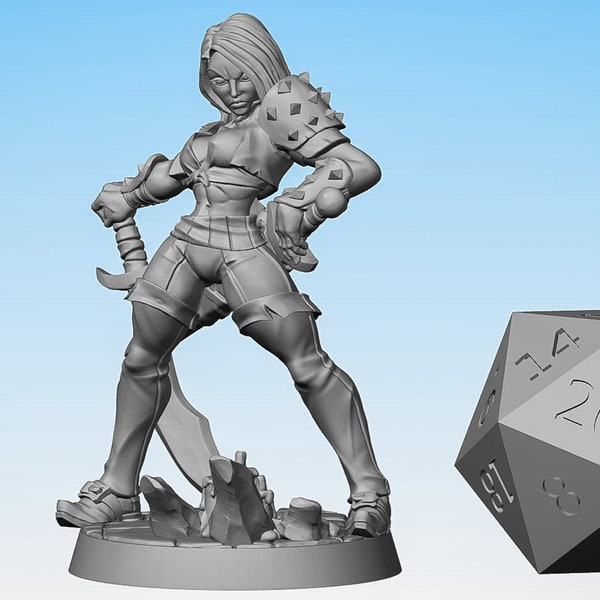 FIGHTER WARRIOR (F) "Aline the Bold" | Dungeons and Dragons | DnD | Pathfinder | Tabletop | RPG | Hero Size | 28 mm