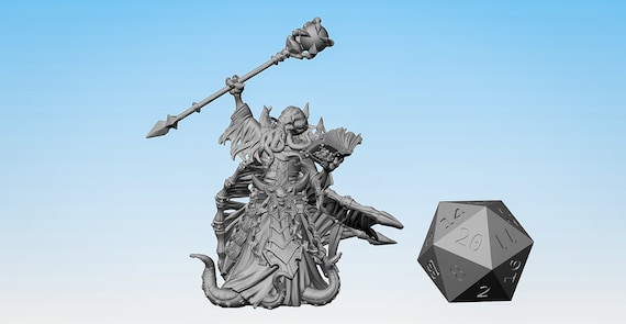 D/&D, DnD, Dungeons and Dragons, Pathfinder, Frostgrave Warlock Mind Flayer Zuok Unpainted Mini for TTRPGs