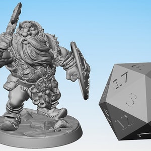 DWARF Mountaineer "A" Axe & Shield | Dungeons and Dragons | DnD | Pathfinder | Tabletop | RPG | Hero Size | 28 mm