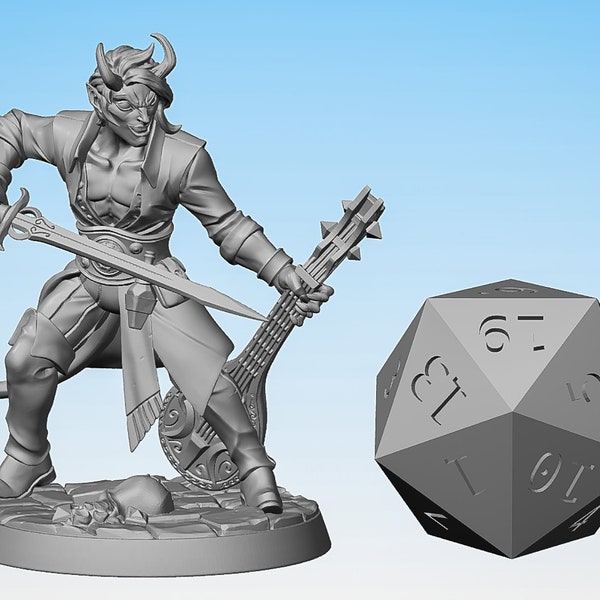 TIEFLING Bard "Mezzalfiend Trickster B" | Dungeons and Dragons | DnD 12K Print | Pathfinder | Tabletop | RPG | 28-32 mm | 28-32 mm