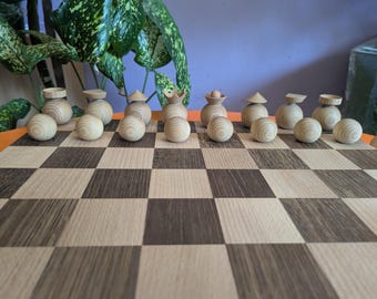 Arimaa chess set and Modern minimalist chess set. Handmade wooden chess pieces