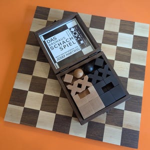 Handmade wood Bauhaus chess set
