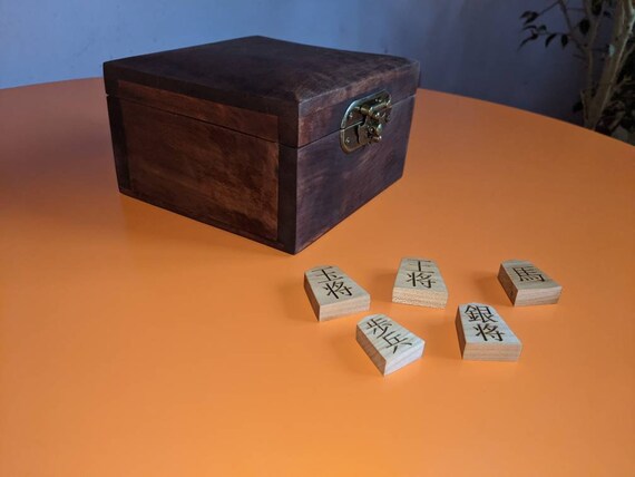 Chu Shogi Game Set. Handmade Solid Walnut Middle Shogi. 