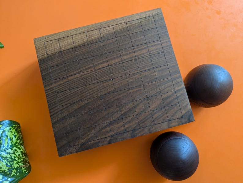 Dai Hasami Shogi massivt valnötsträbräde handskuret 9x9 spel Go-bräde bild 7