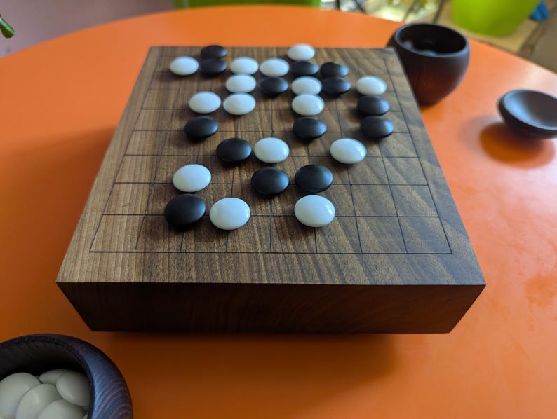 Dai Hasami Shogi massivt valnötsträbräde handskuret 9x9 spel Go-bräde bild 14