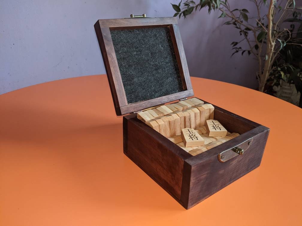 Chu Shogi Game Set. Handmade Solid Walnut Middle Shogi. 