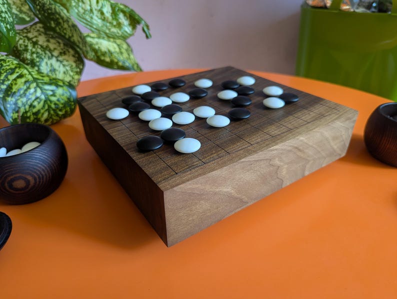 Dai Hasami Shogi massivt valnötsträbräde handskuret 9x9 spel Go-bräde bild 10