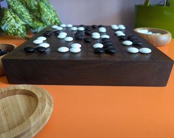 Reversible 13x13 & 9x9 solid walnut game Go set