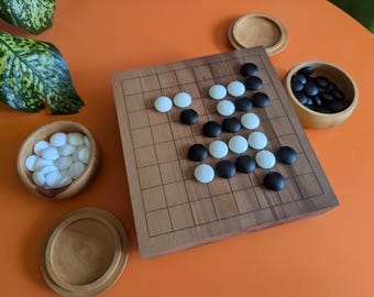 9x9 massivt päronträ Goban. Handskuret spel Go-bräde