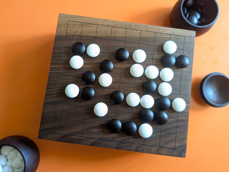 Dai Hasami Shogi massivt valnötsträbräde handskuret 9x9 spel Go-bräde bild 12