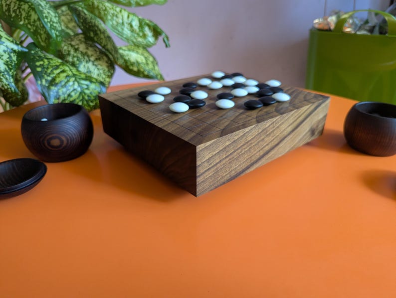 Dai Hasami Shogi massivt valnötsträbräde handskuret 9x9 spel Go-bräde bild 8