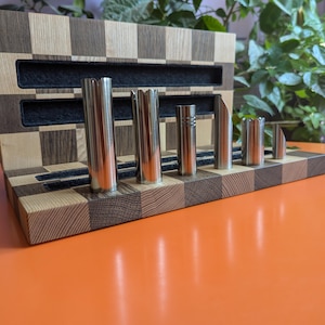 Foldable Stainless Steel Chess Set with Wooden Chessboard/box. Handmade.